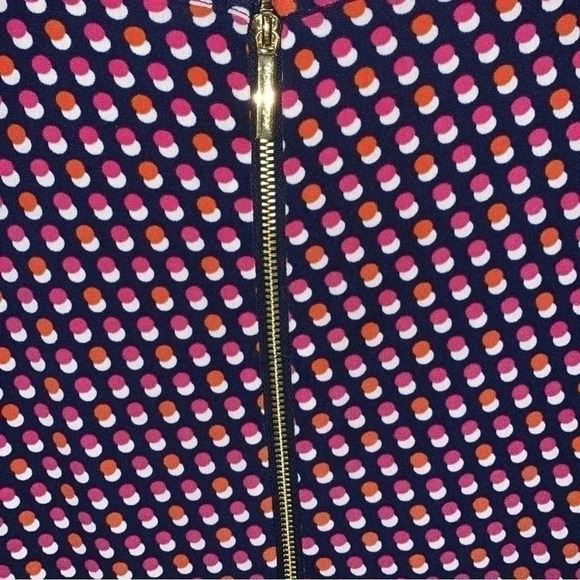 Michael Kors Medium Navy Blue Pink Circle Print Skater Dress - Picture 6 of 12